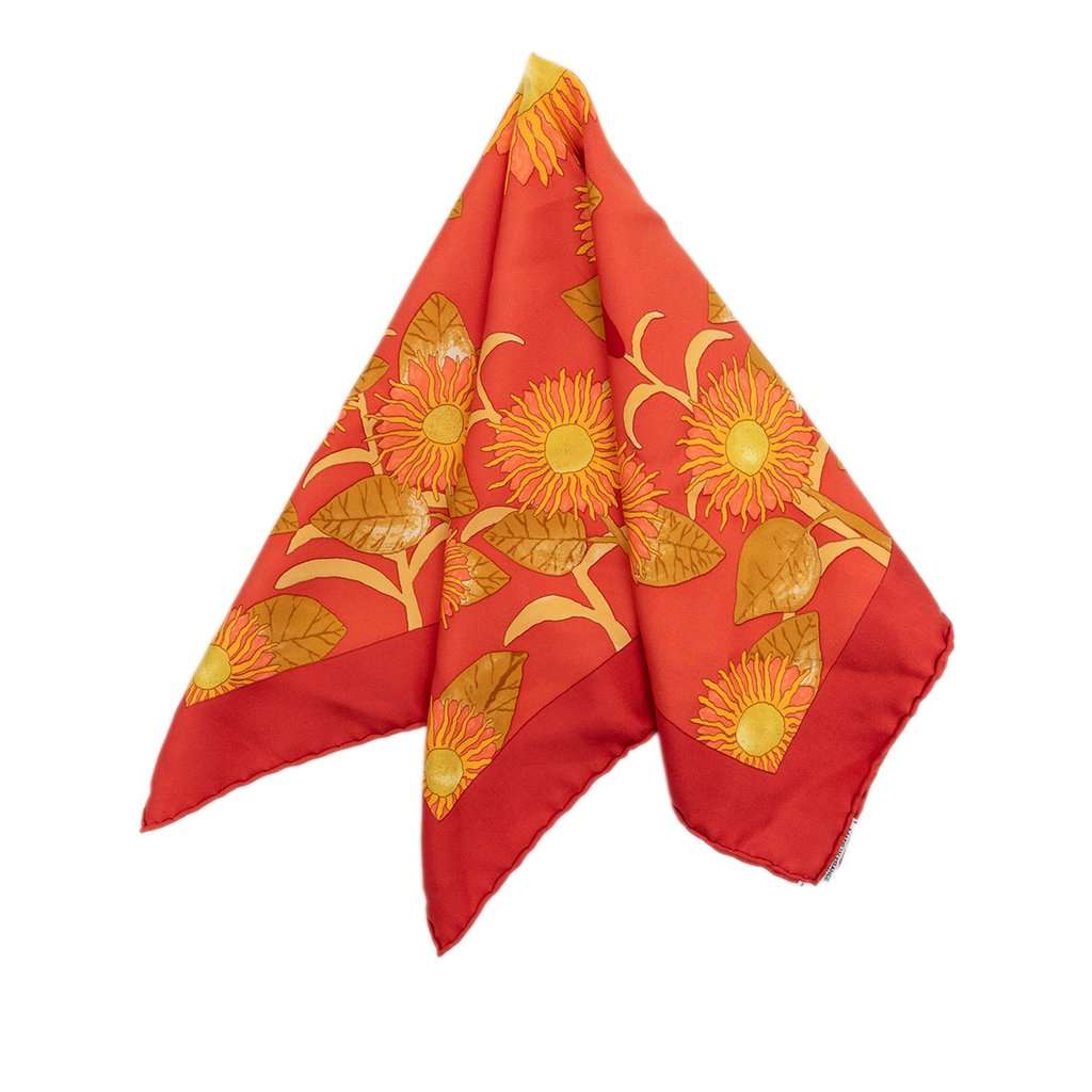 Hermès Tourne Sols Silk Handkerchief Orange Very good condition - Front View