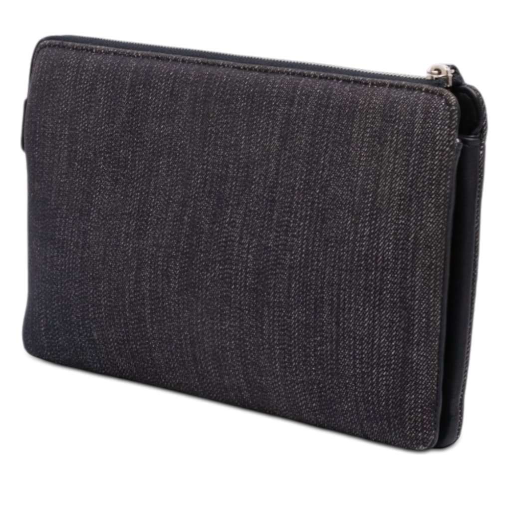 Chanel Denim Deauville Double Compartment Clutch Blue Very good - Back View