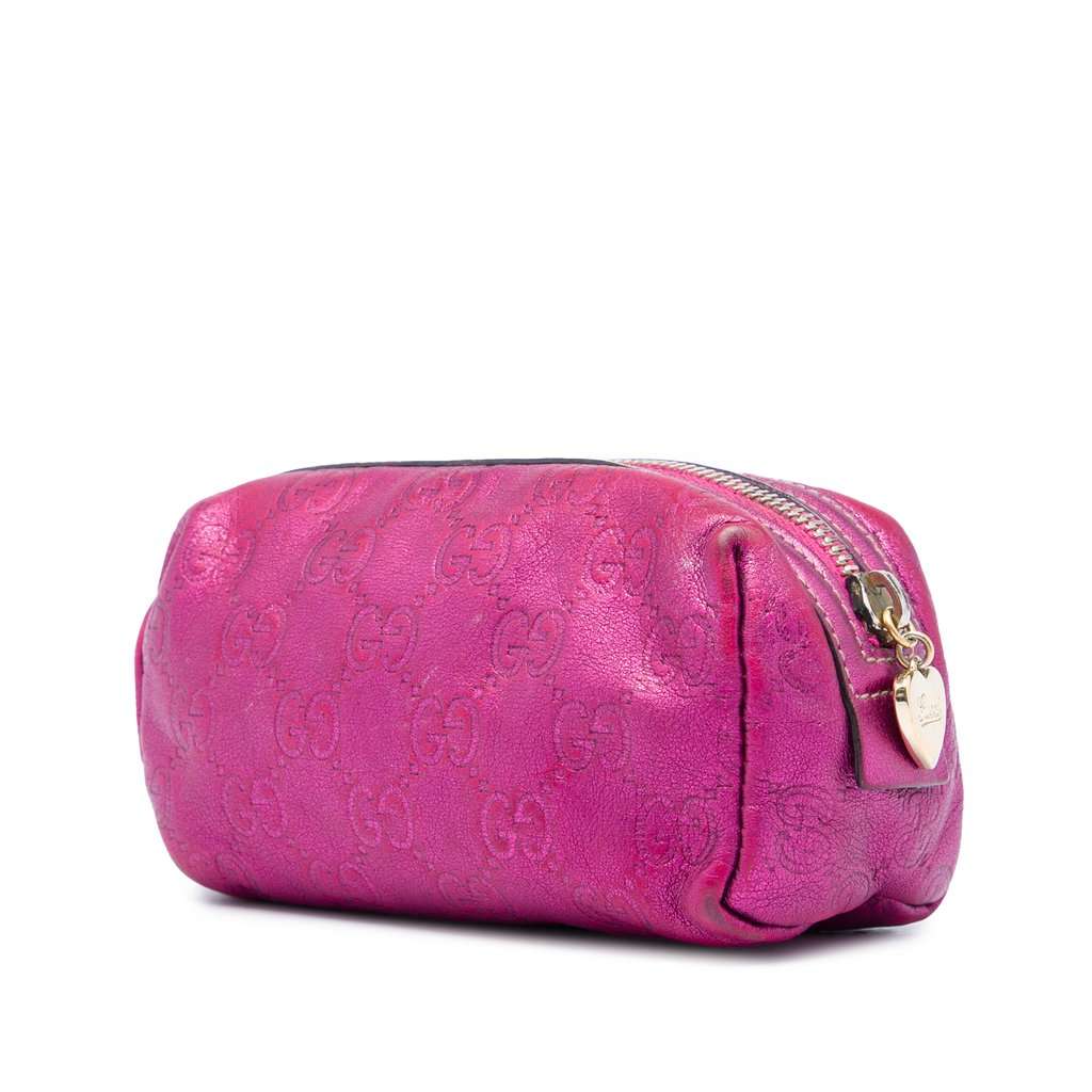 Gucci Metallic Guccissima Pouch Pink Leather Very good condition - Back View