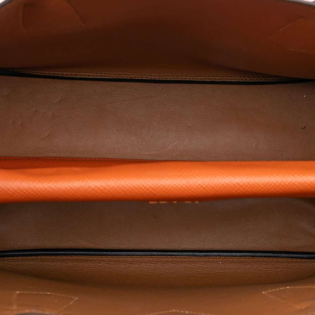Prada Medium Saffiano Cuir Double Handle Satchel Orange Leather Very good - Model View