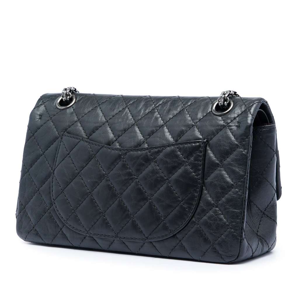 Chanel Quilted Aged Calfskin Reissue 2.55 Double Flap 225 Black Leather Very good condition - Back View