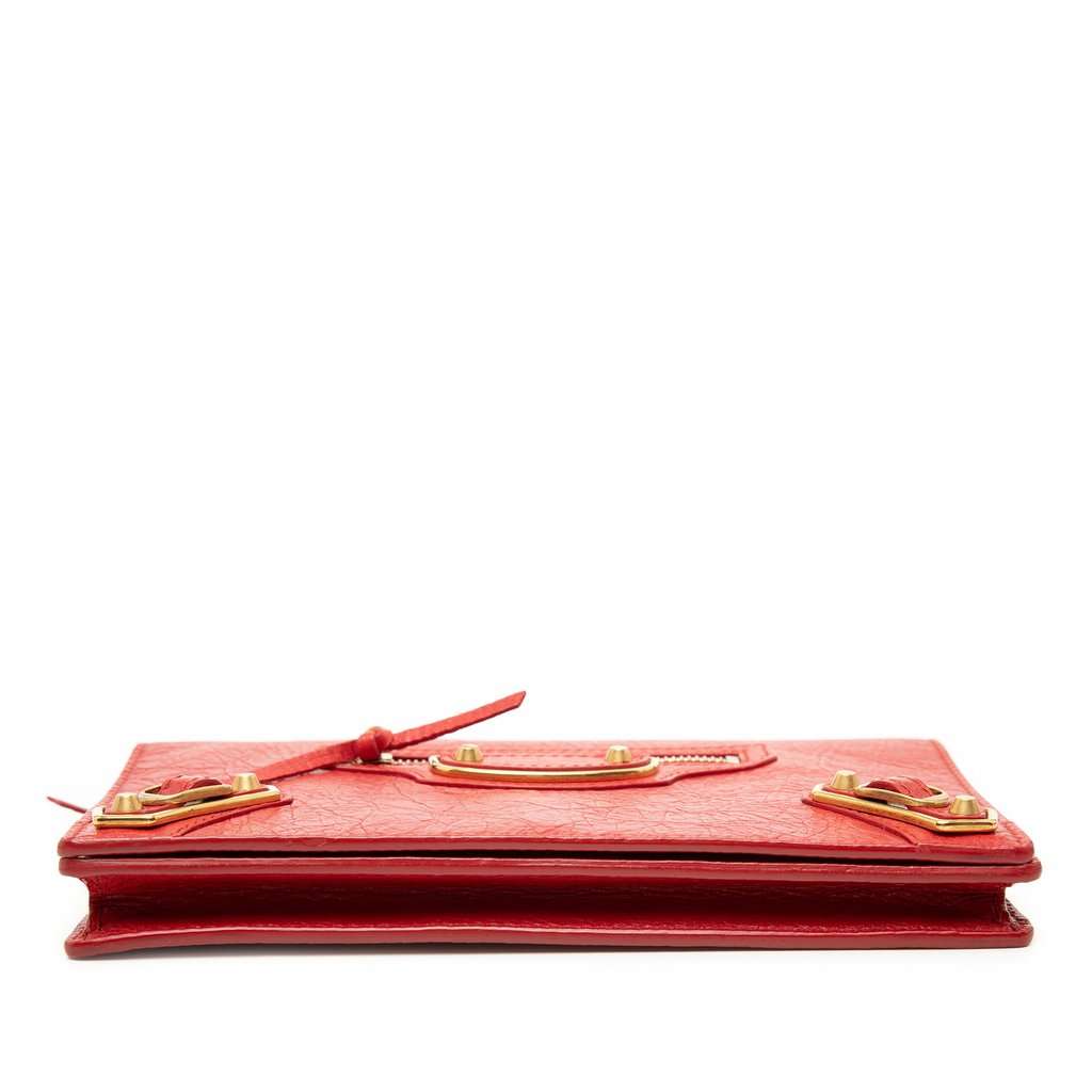 Balenciaga Chevre Motocross Metallic Edge Wallet on Chain Red Leather Very good - Inside View