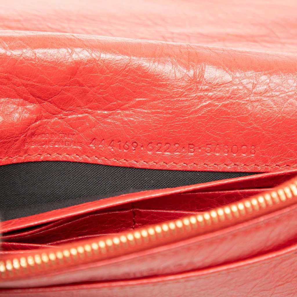 Balenciaga Chevre Motocross Metallic Edge Wallet on Chain Red Leather Very good - Box View