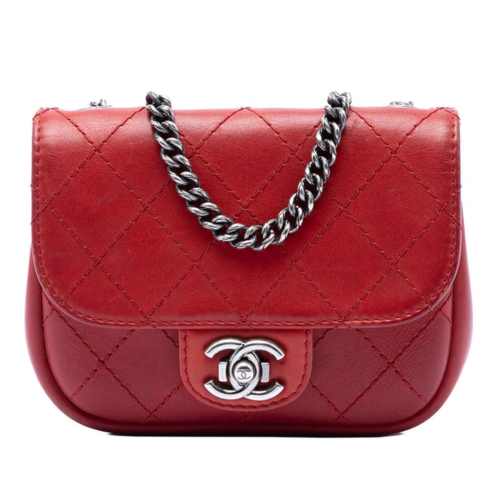 Chanel Paris Dallas Goatskin Wild Stitch Flap Red Leather Very good condition - Front View