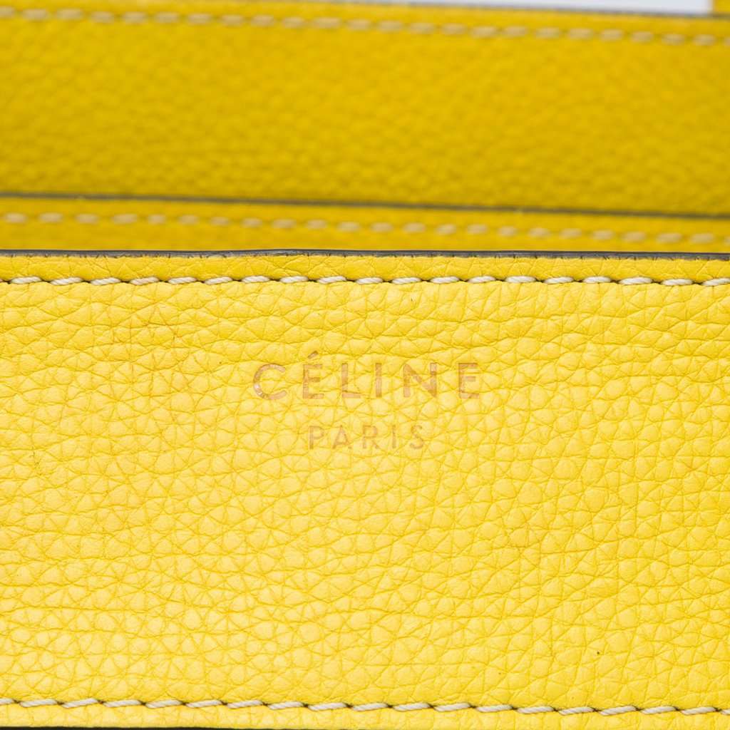 Celine Mini Grained Calfskin Luggage Tote Yellow Leather Very good - Box View