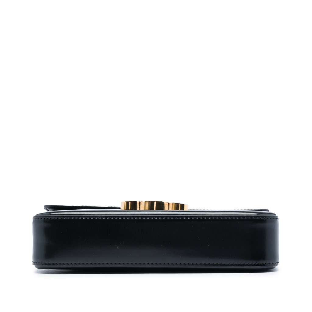 Celine Shiny Calfskin Triomphe Claude Shoulder Bag Black Leather Very good condition - Inside View
