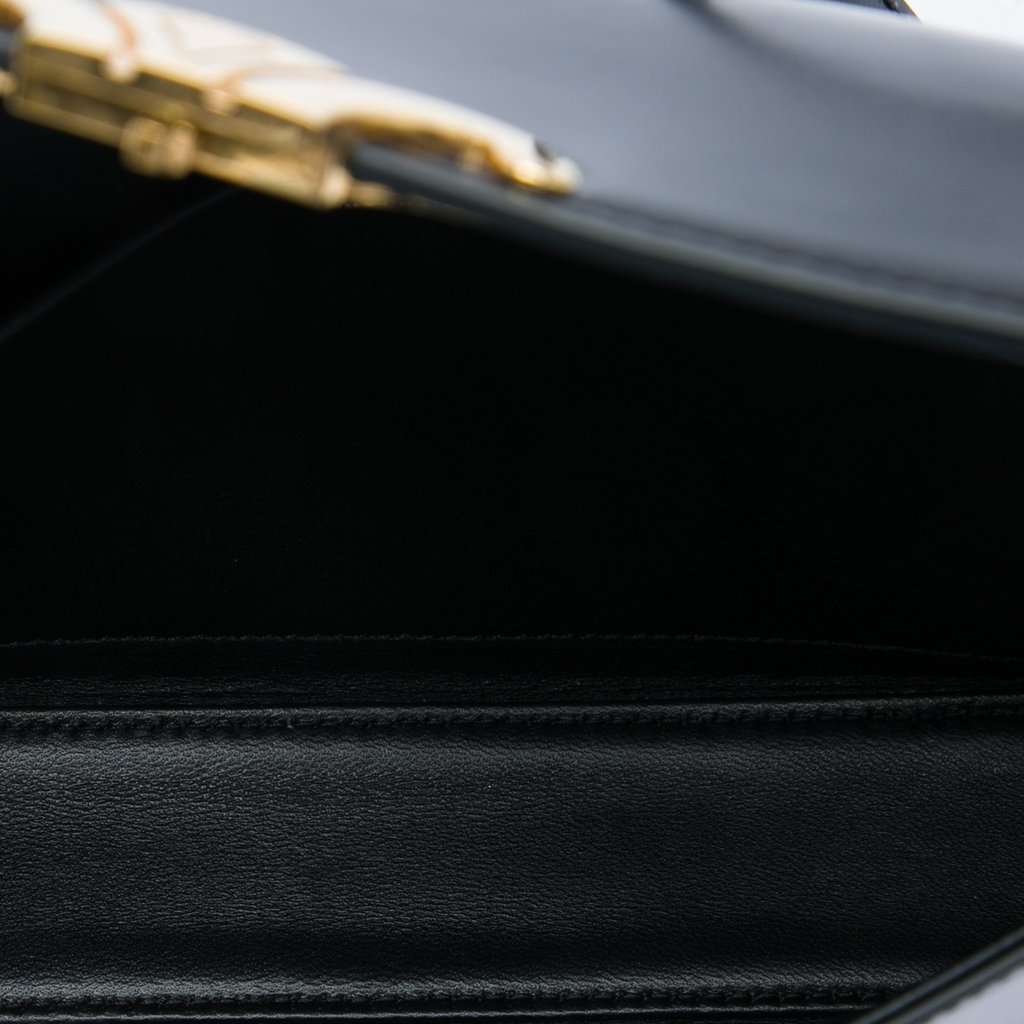 Celine Shiny Calfskin Triomphe Claude Shoulder Bag Black Leather Very good condition - Model View