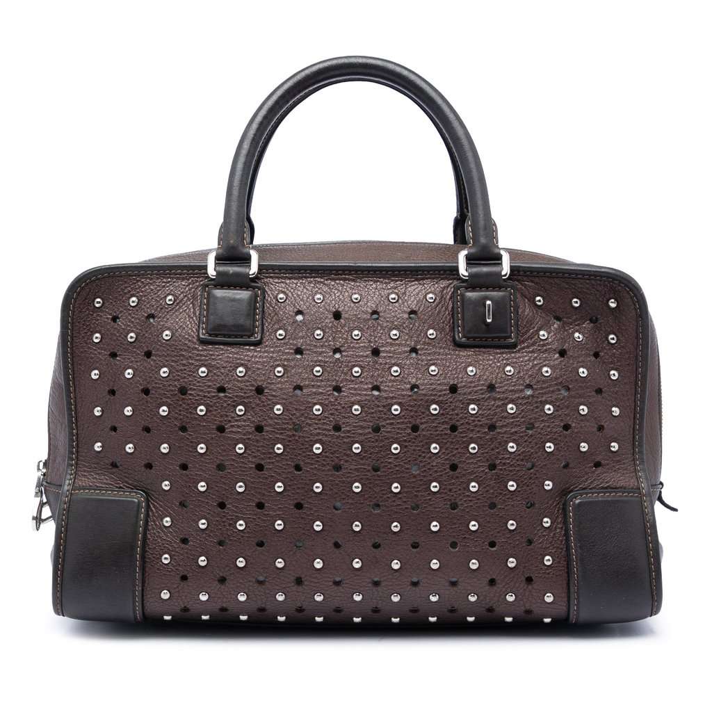 LOEWE Bicolor Leather Studded Perforated Amazona 36 Brown Leather Very good condition - Front View