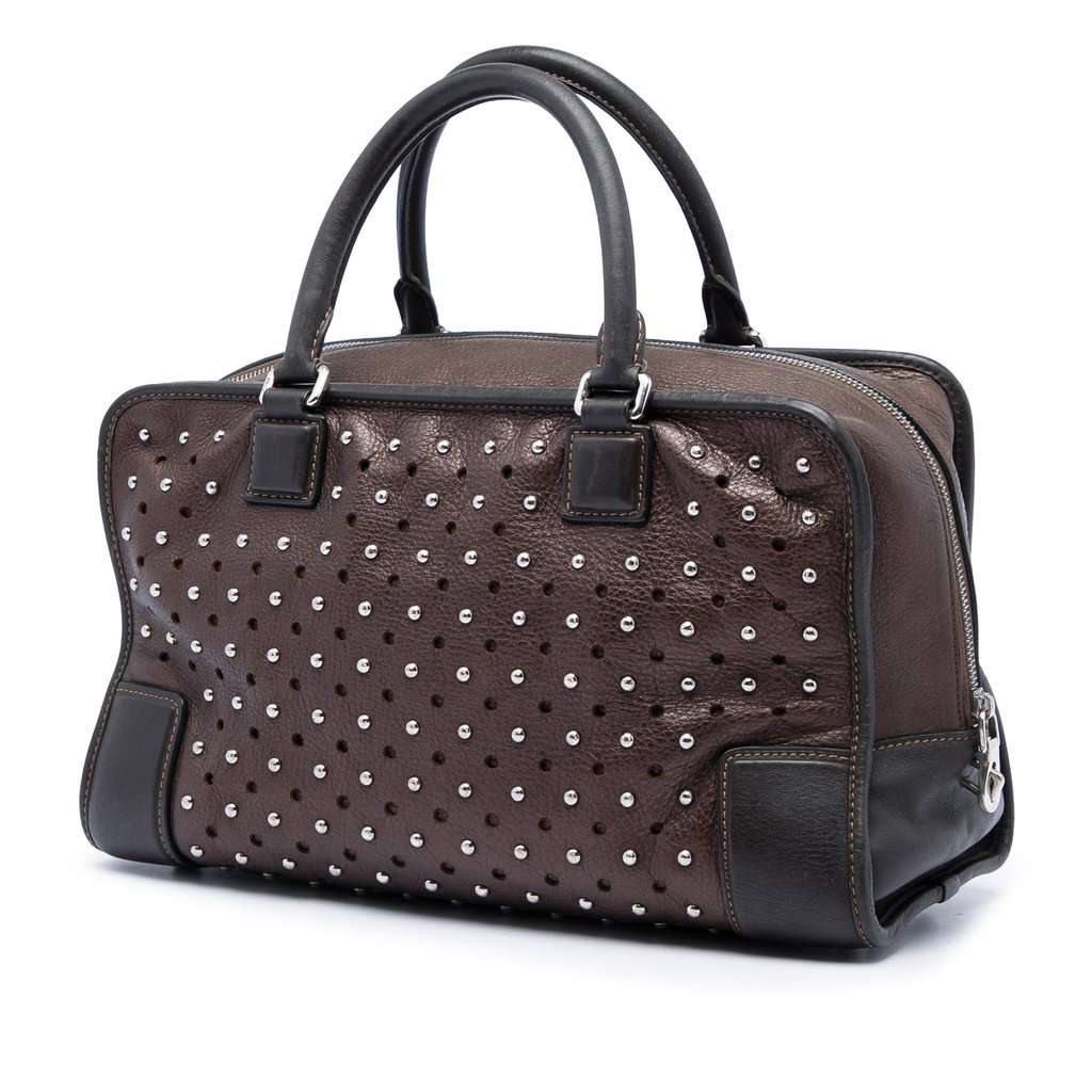 LOEWE Bicolor Leather Studded Perforated Amazona 36 Brown Leather Very good condition - Back View