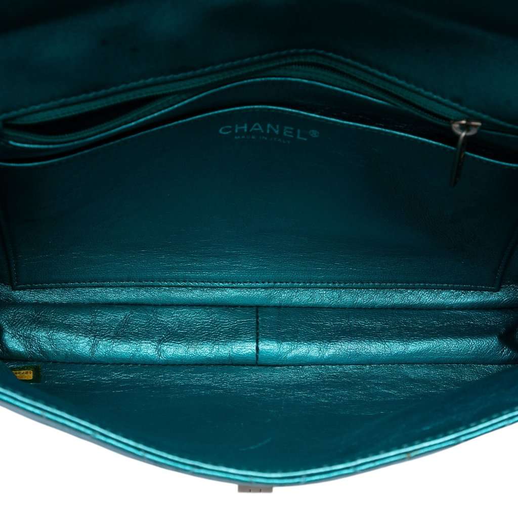 Chanel Quilted Metallic Calfskin Reissue 2.55 Flap 226 Blue Leather Very good - Model View