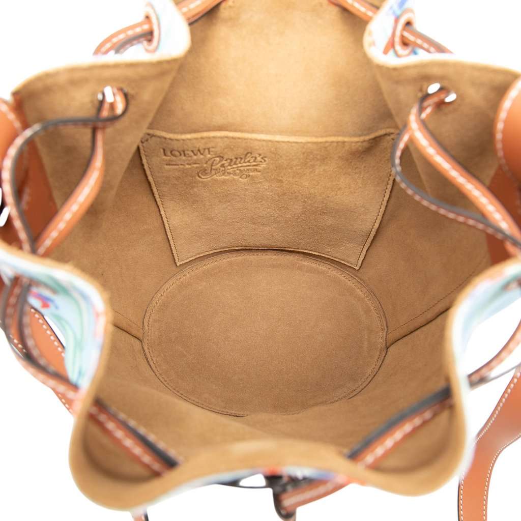 Loewe Paulas Ibiza Small Canvas Balloon Bucket Bag Blue Very good - Model View