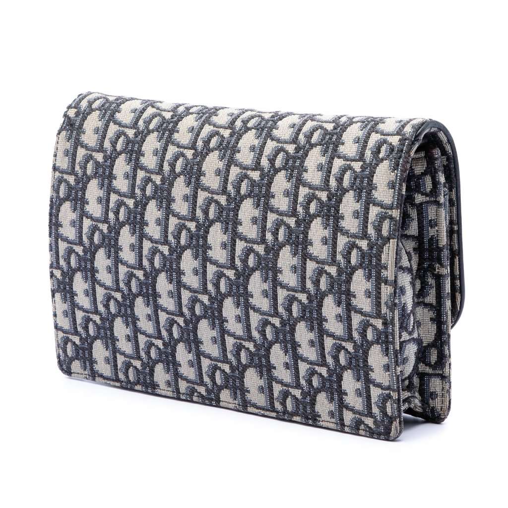 Dior Oblique Canvas Saddle Pouch Wallet on Chain Blue Very good condition - Back View