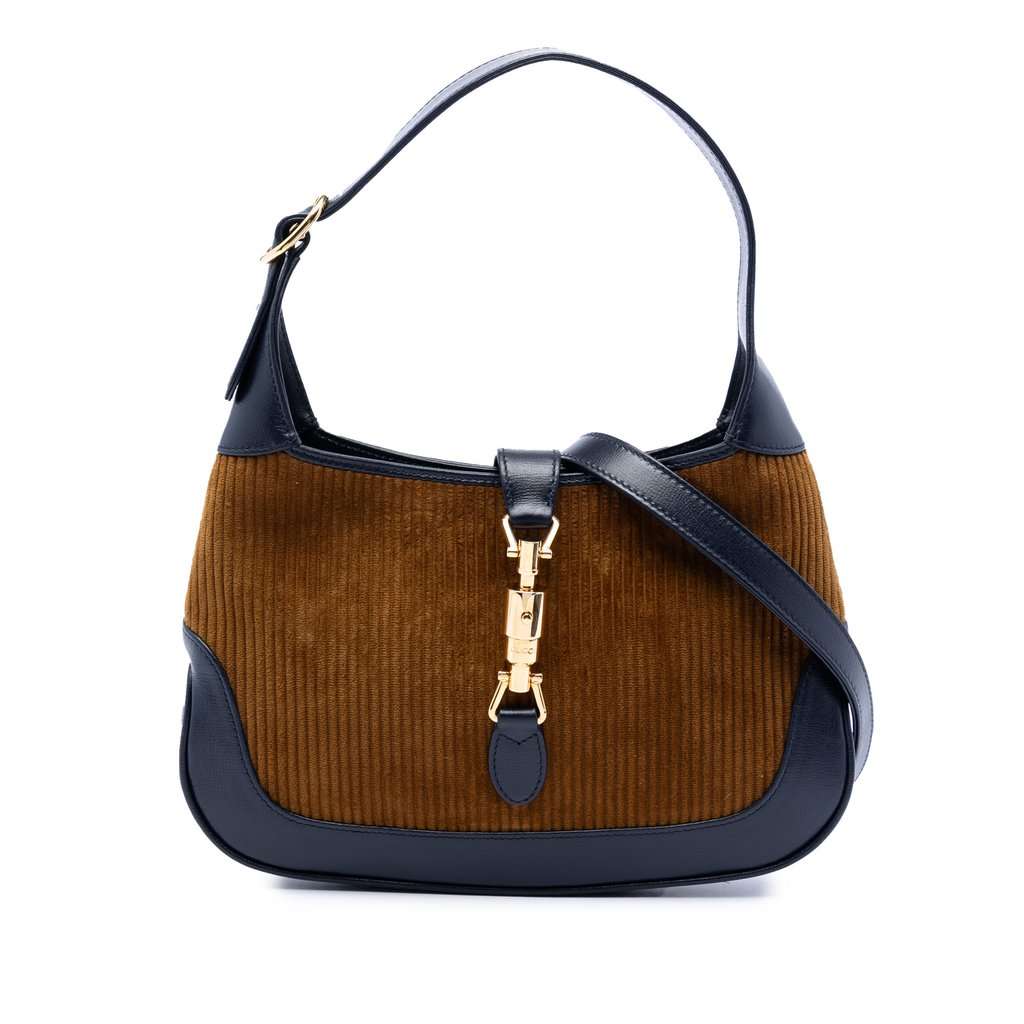 Gucci Small Bicolor Corduroy Jackie 1961 Crossbody Brown Very good condition - Front View