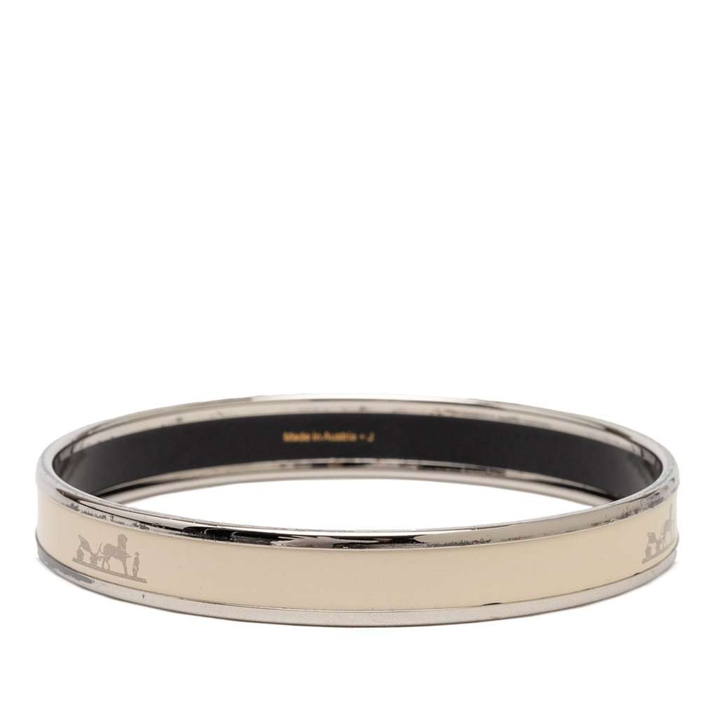 Hermès Narrow Enamel Caleche Bangle 70 White Very good condition - Inside View
