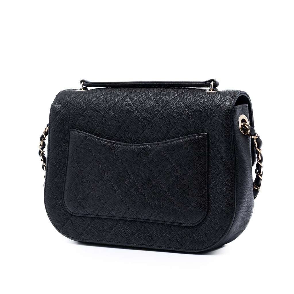 Chanel Paris Cuba Medium Quilted Caviar Thread Around Flap Black Leather Very good condition - Back View