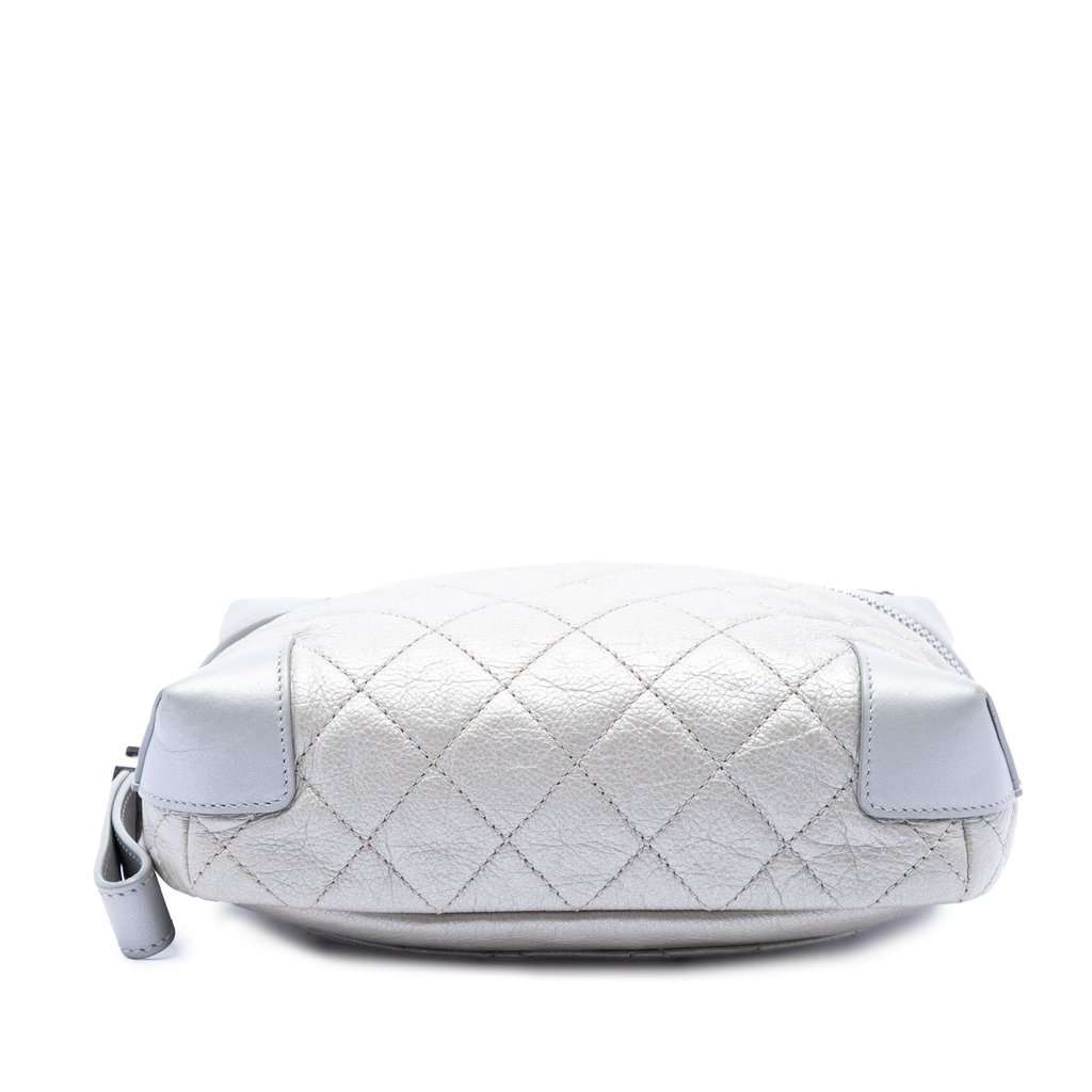 Chanel CC Quilted Metallic Calfskin Street Allure Camera Bag Silver Leather Very good condition - Inside View