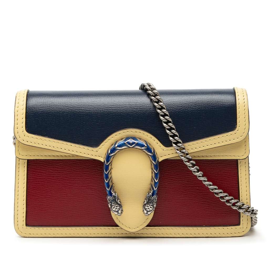 Gucci Mini Tricolor Leather Dionysus Crossbody Blue Leather Very good condition - Front View