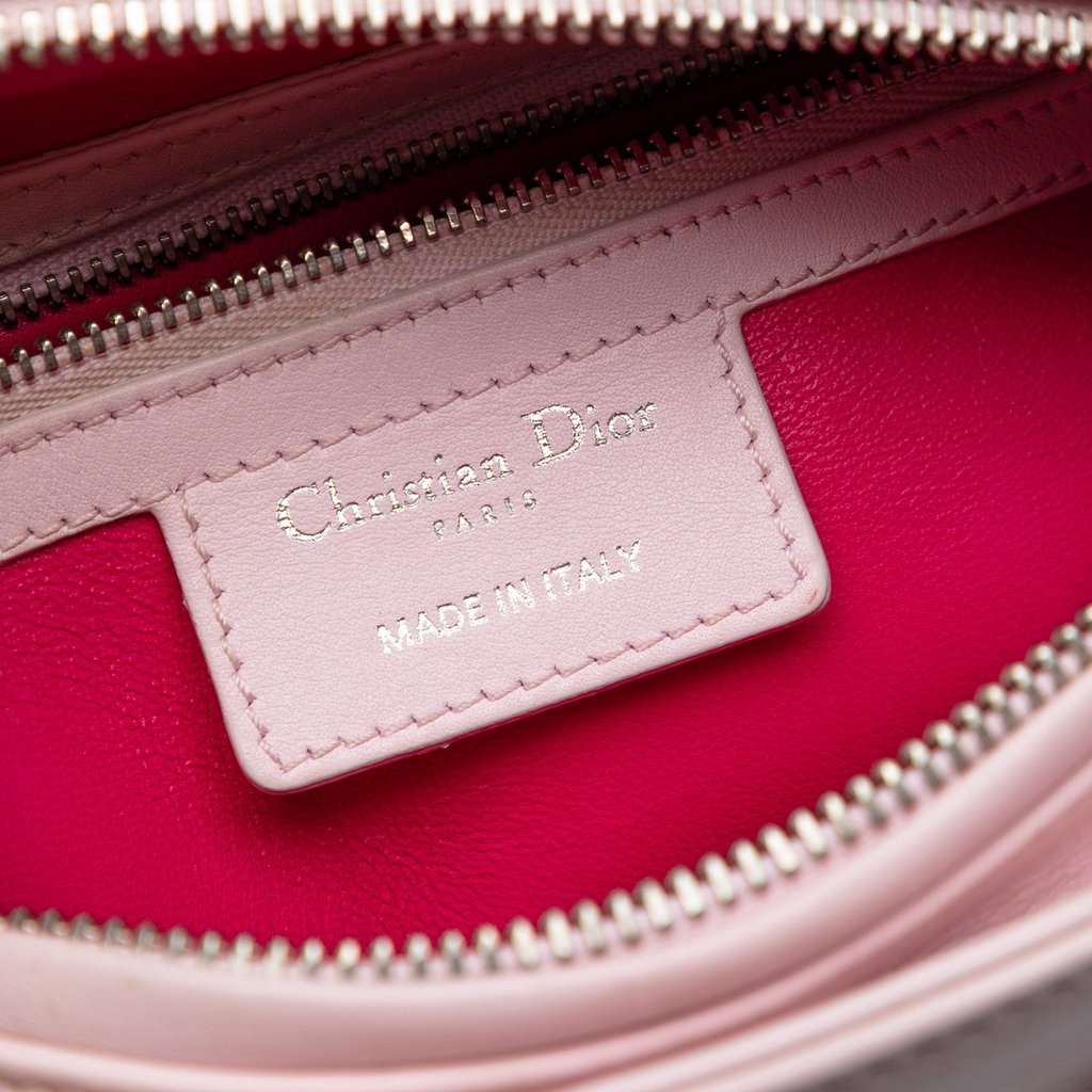 Dior Medium Calfskin Patent Embroidered Valentines Day Heart Lady Dior Pink Leather Very good condition - Box View