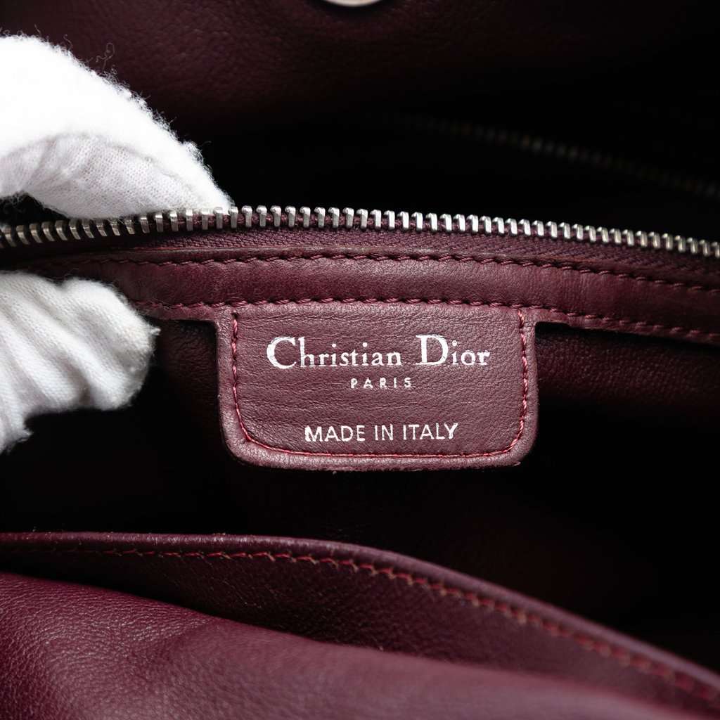 Dior Large Lambskin Cannage Lady Dior Soft Shopping Tote Red Leather Very good condition - Box View