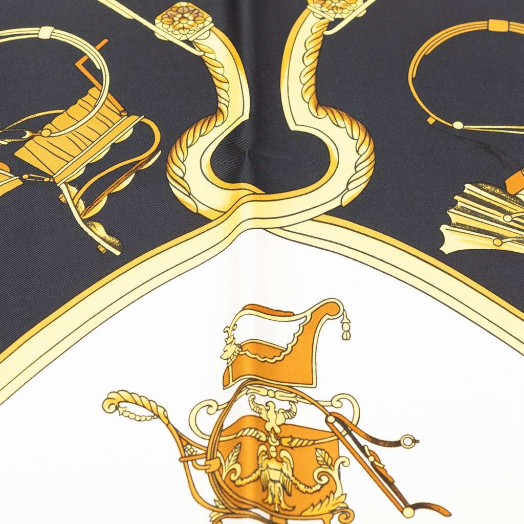 Hermès Springs Silk Scarf 90 Black Very good condition - Box View