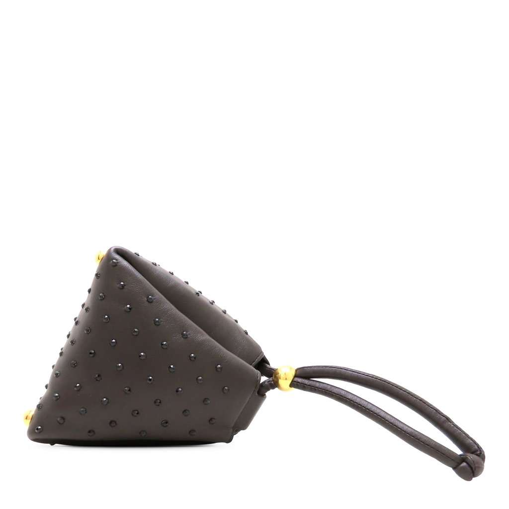 Bottega Veneta Crystal Embellished Lambskin Square Puffy Bag Brown Leather Very good condition - Back View