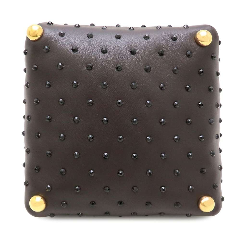 Bottega Veneta Crystal Embellished Lambskin Square Puffy Bag Brown Leather Very good condition - Inside View