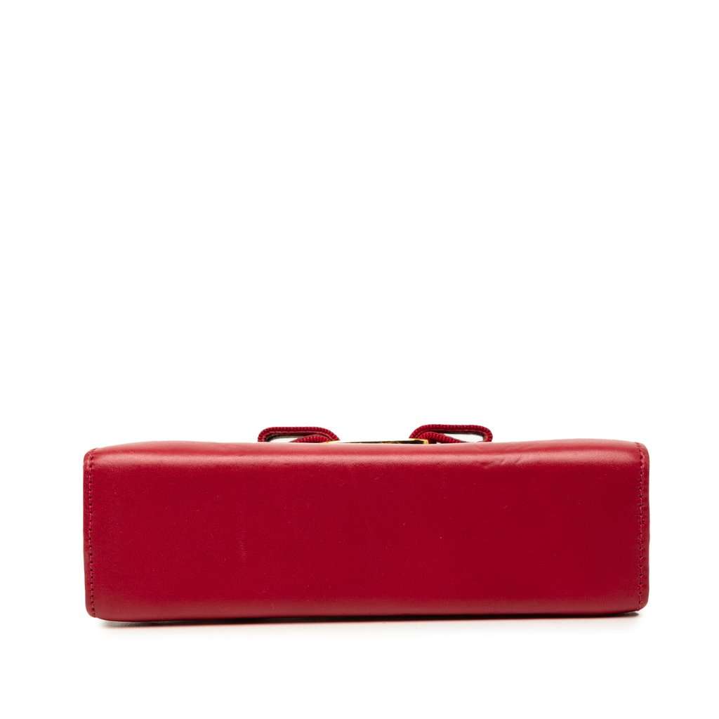Ferragamo Leather Vara Bow Kiss Lock Chain Crossbody Red Leather Very good - Inside View