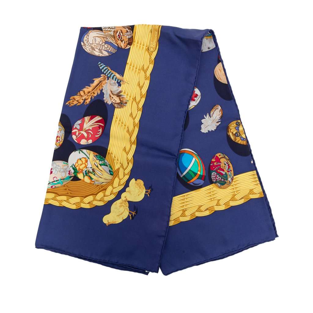 Hermès Couvee d Hermes Silk Scarf 90 Blue Very good condition - Front View