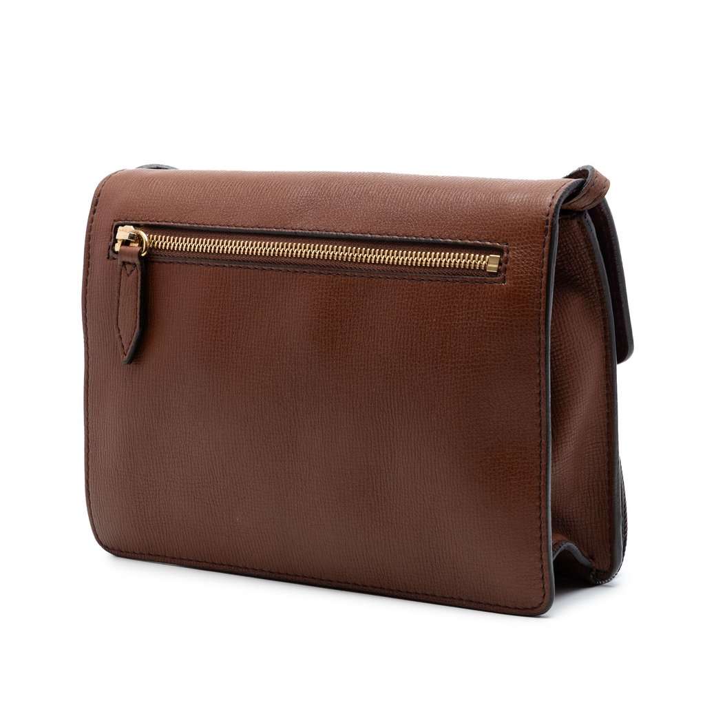 Burberry Small Leather and House Check Canvas Derby Macken Crossbody Brown Very good condition - Back View