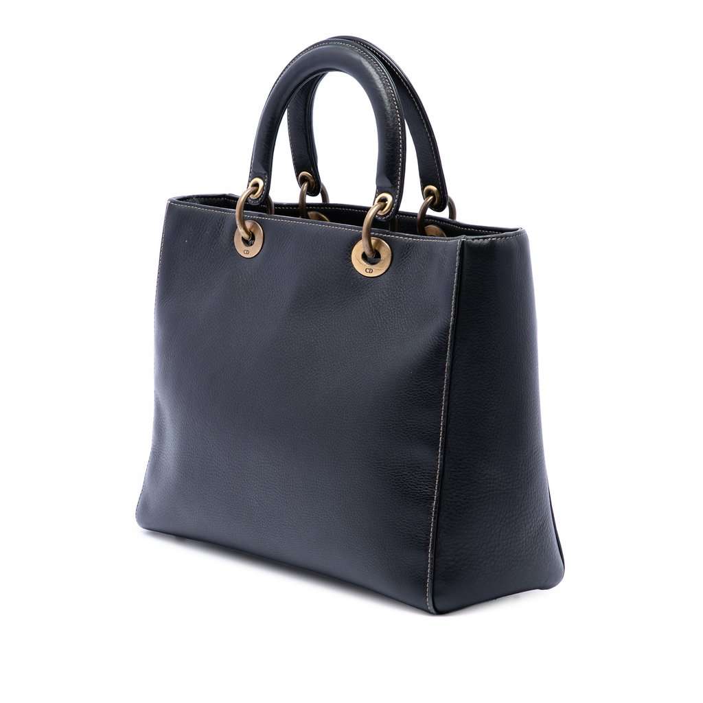 Dior Large Grained Calfskin Lady Dior Black Leather Very good condition - Back View