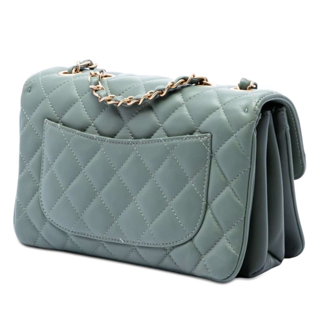 Chanel Medium Quilted Lambskin Daily Companion Flap Green Leather Very good condition - Back View