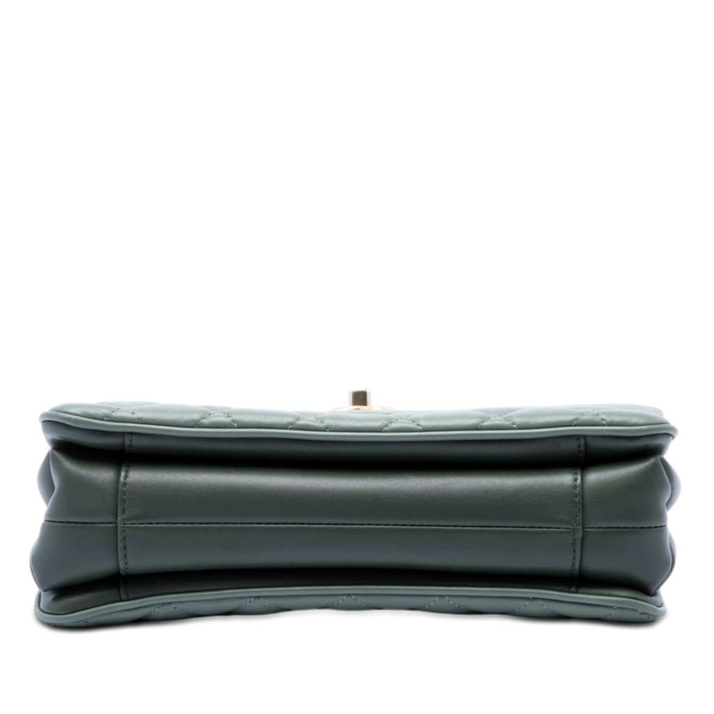 Chanel Medium Quilted Lambskin Daily Companion Flap Green Leather Very good condition - Inside View