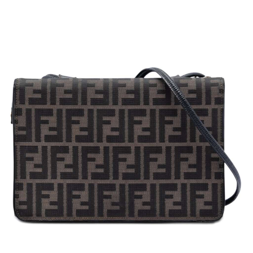Fendi Zucca Canvas and Leather Crossbody Brown Very good condition - Front View