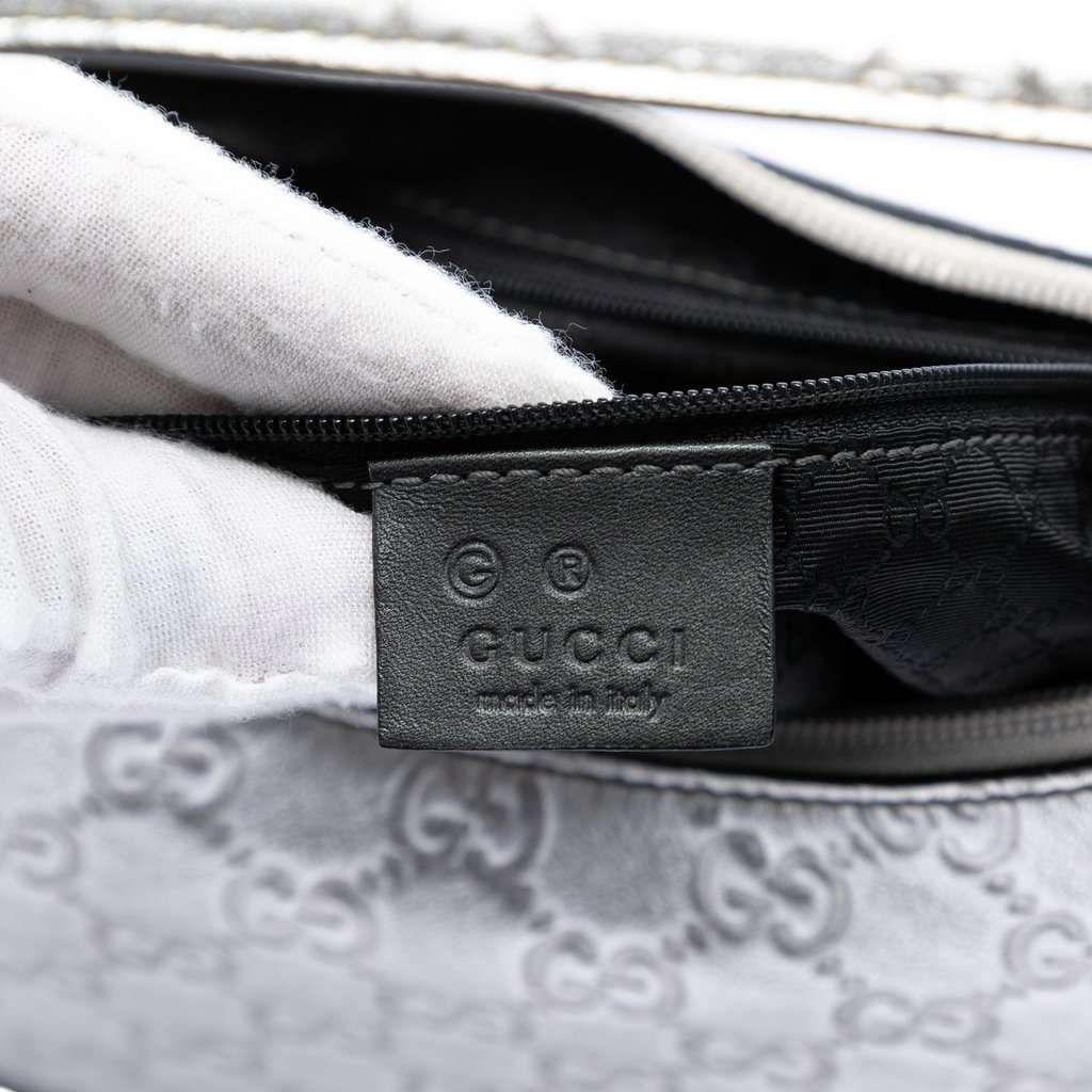Gucci Metallic Guccissima Shoulder Bag Silver Leather Very good condition - Box View