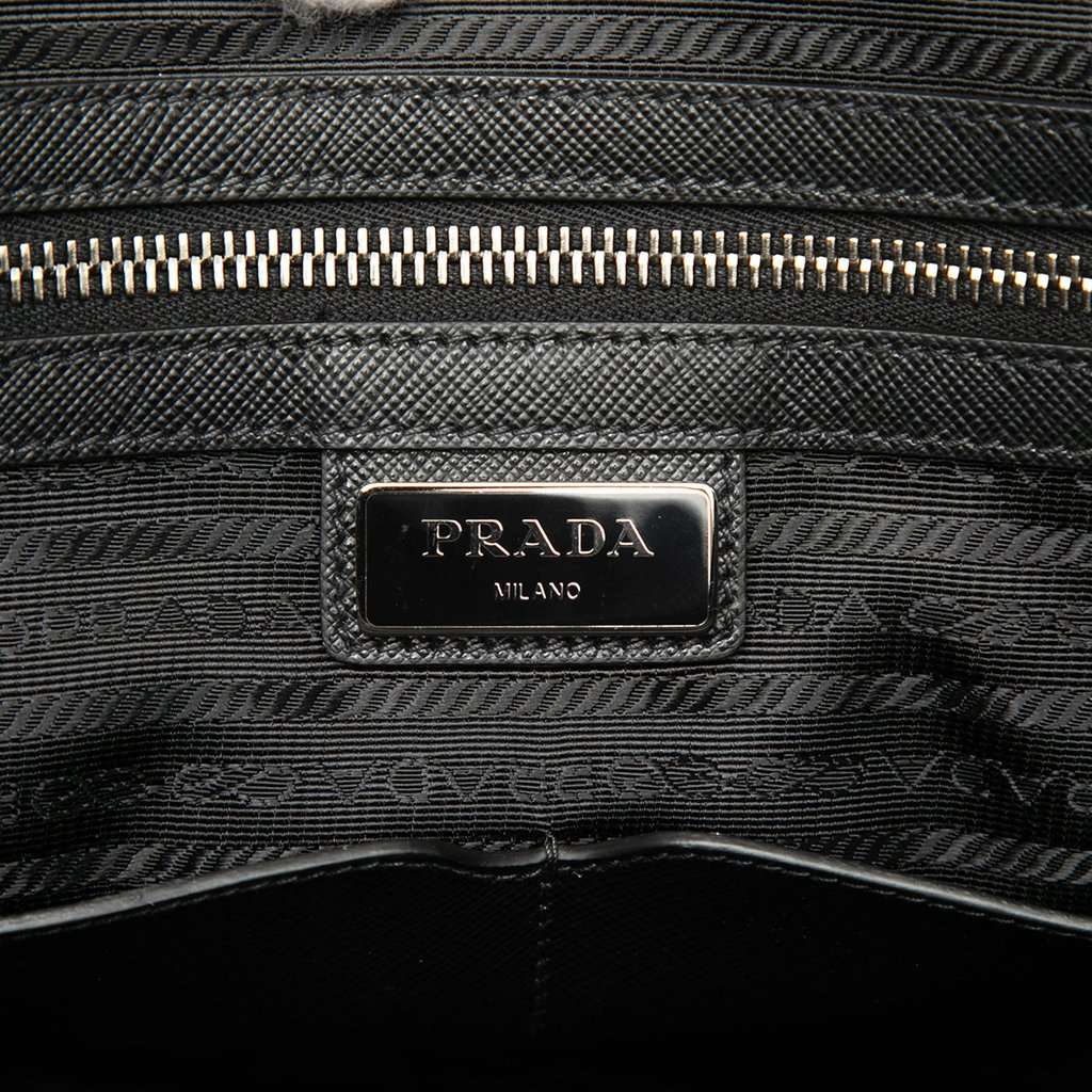 Prada Saffiano Striped Business Bag Blue Leather Very good condition - Box View