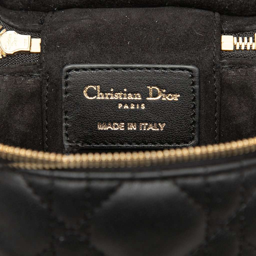 Dior Micro Lambskin Cannage Lady Dior Vanity Case Black Leather Very good - Box View