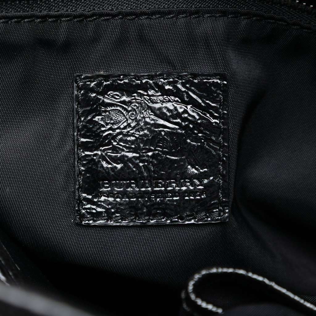 Burberry Small Beat Check Nylon Victoria Tote Black Very good condition - Box View