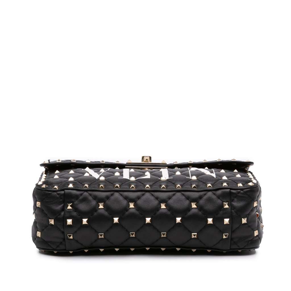 Valentino Medium Lambskin VLTN Rockstud Spike Satchel Black Leather Very good - Inside View