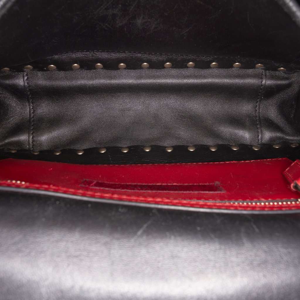 Valentino Medium Lambskin VLTN Rockstud Spike Satchel Black Leather Very good - Model View