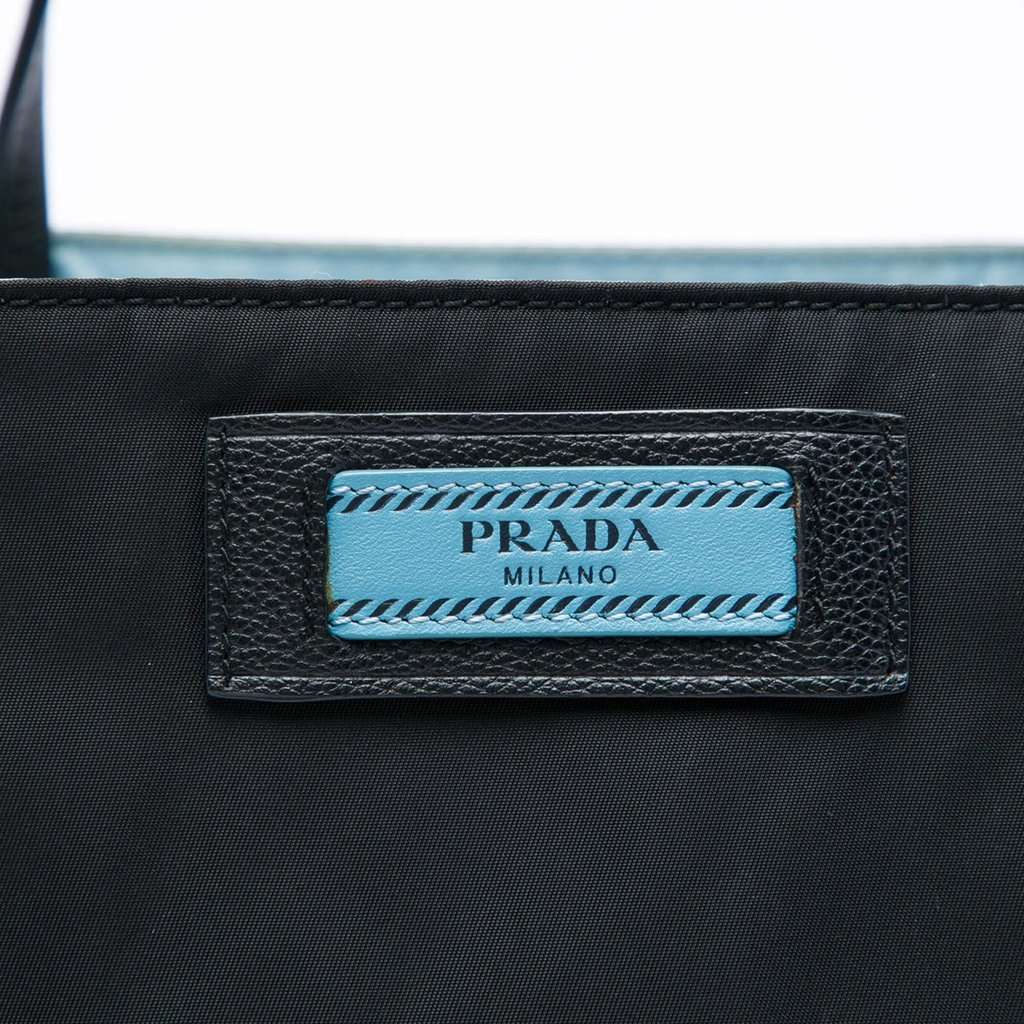 Prada Studded Tessuto Etiquette Tote Black Very good - Box View