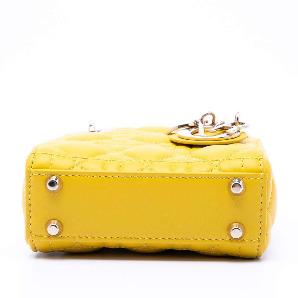 Dior Micro Lambskin Cannage Lady Dior Yellow Leather Very good - Inside View