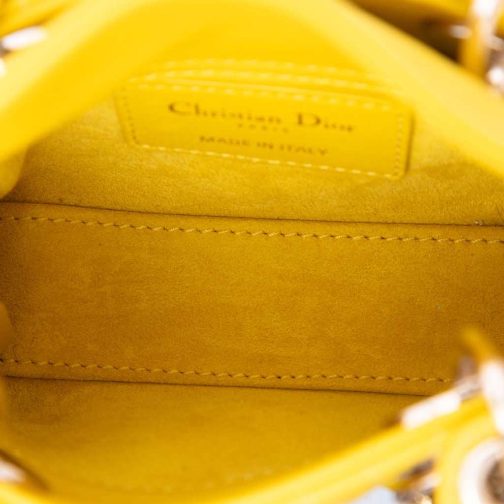 Dior Micro Lambskin Cannage Lady Dior Yellow Leather Very good - Model View
