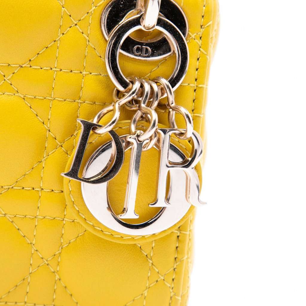 Dior Micro Lambskin Cannage Lady Dior Yellow Leather Very good - Box View