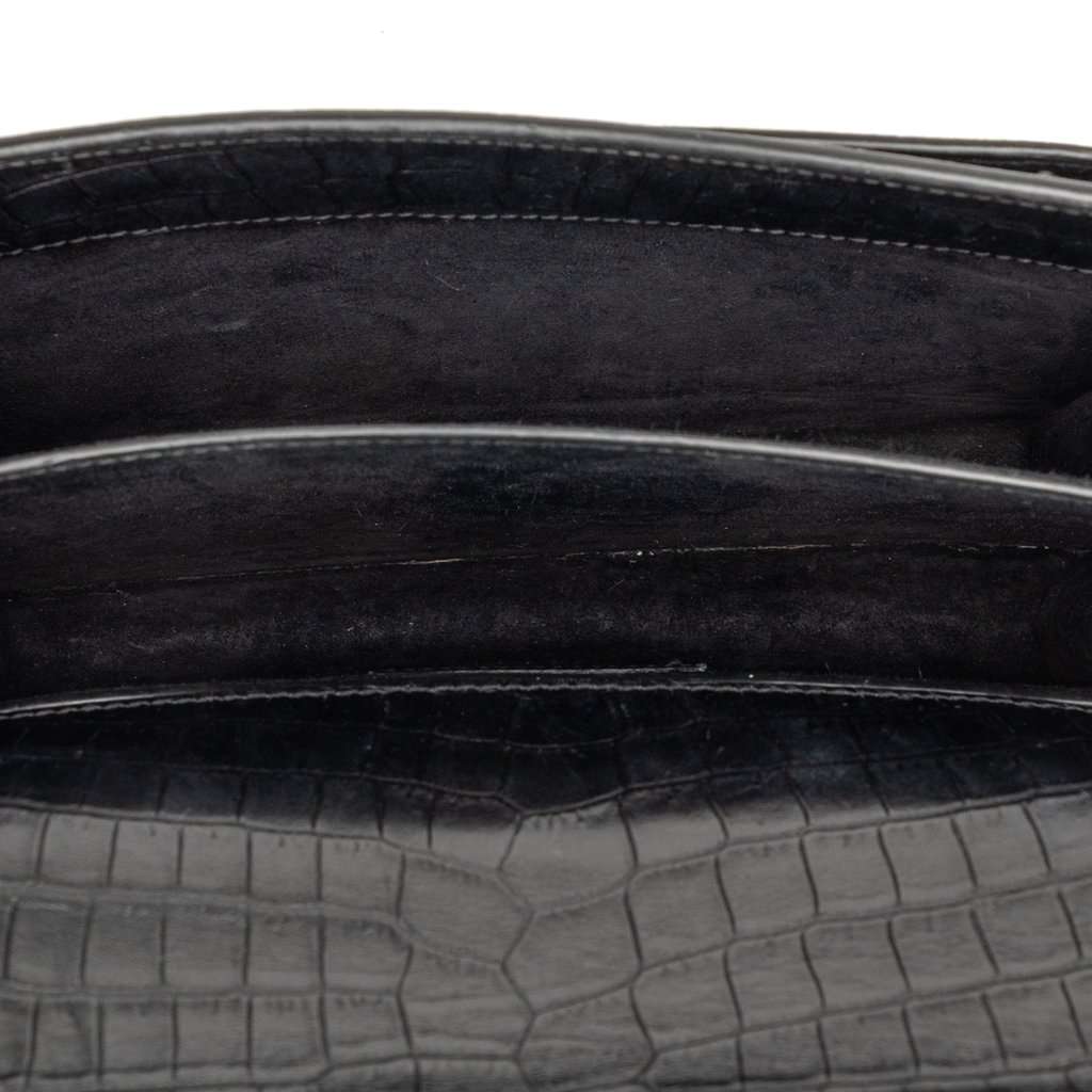 Saint Laurent Medium Croc Embossed Leather Monogram Sunset Crossbody Black Leather Very good condition - Model View