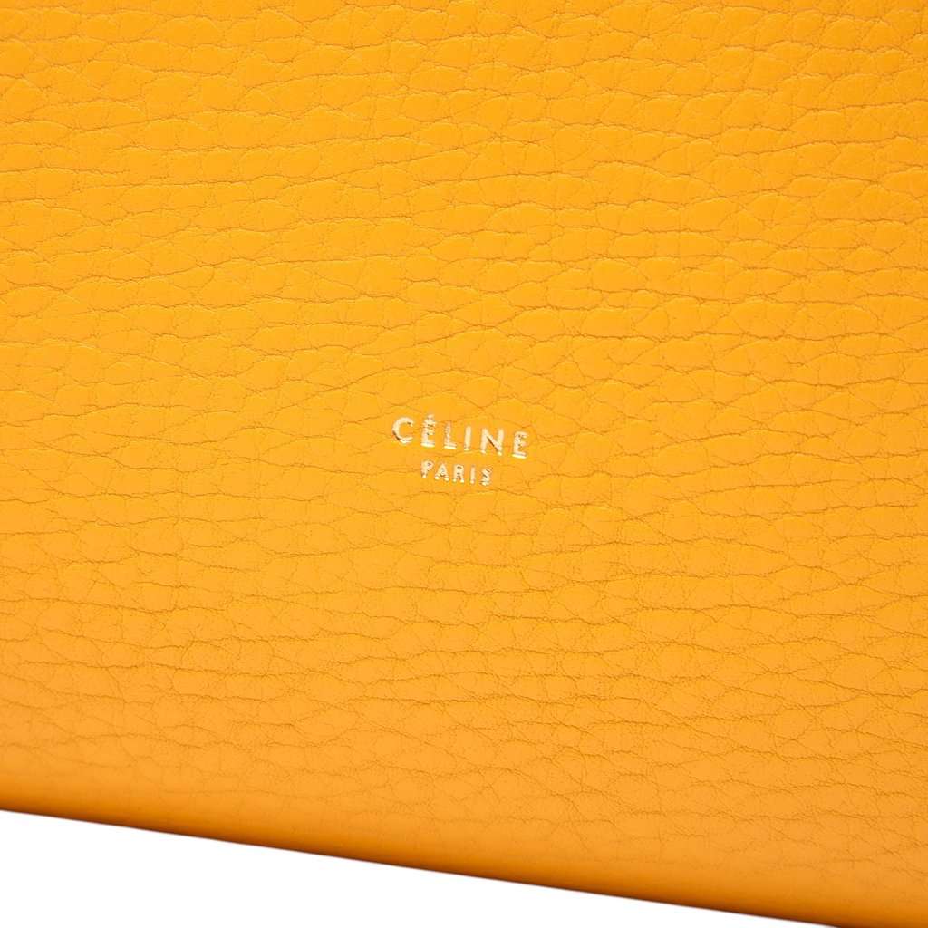 Celine Medium Grained Calfskin Tie Knot Tote Yellow Leather Very good - Box View