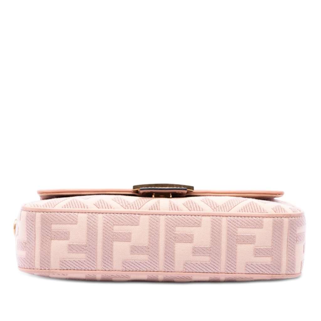 Fendi Zucca Embroidered Canvas Baguette Satchel Pink Very good condition - Inside View