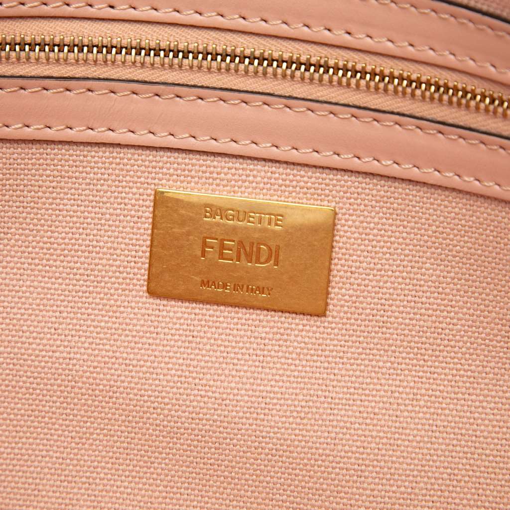 Fendi Zucca Embroidered Canvas Baguette Satchel Pink Very good condition - Box View