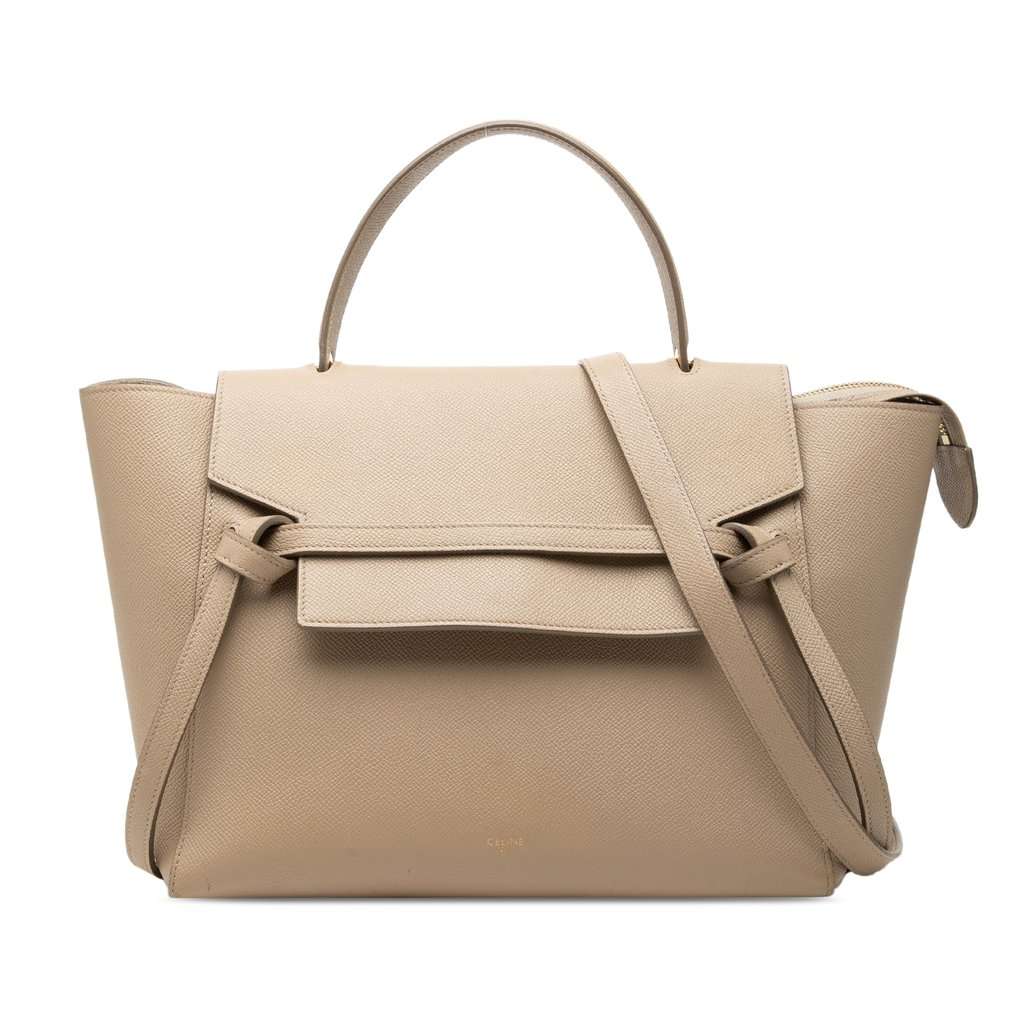 Celine Mini Grained Calfskin Belt Bag Beige Leather Very good condition - Front View