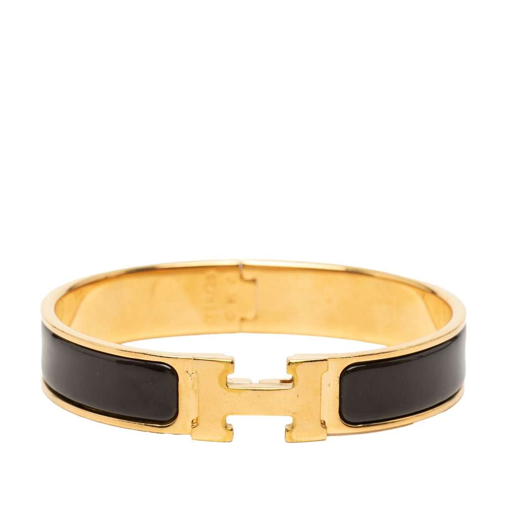 Hermès Narrow Enamel Clic H Bracelet PM Black Very good condition - Front View