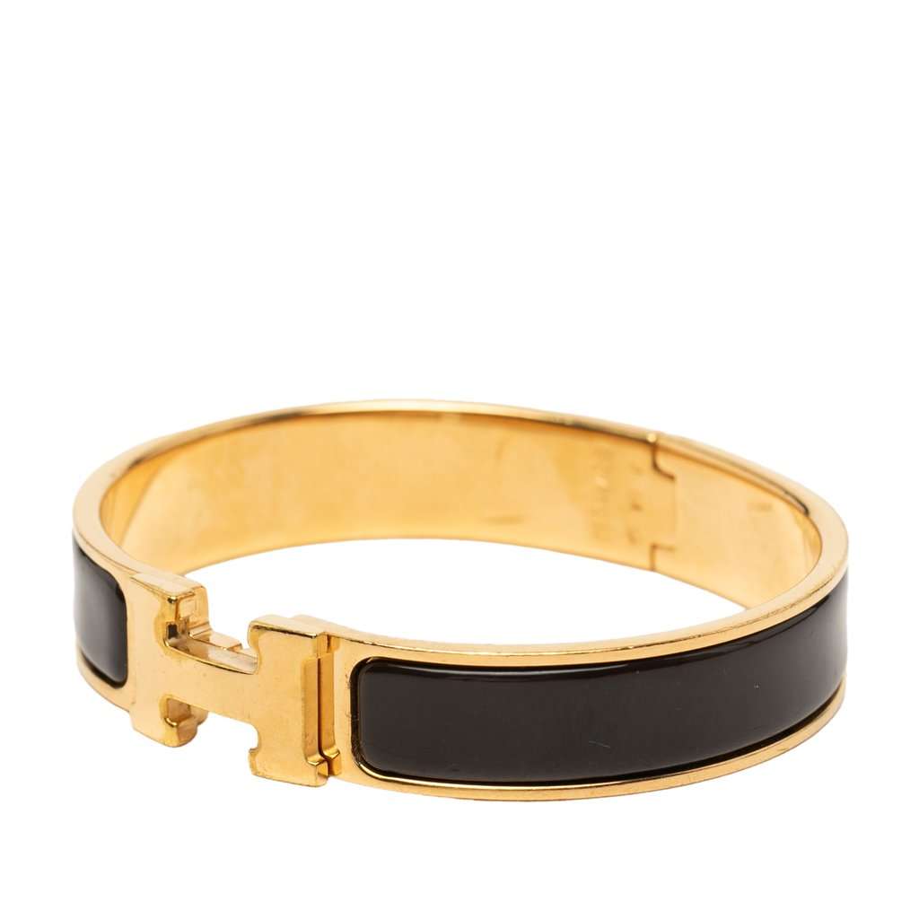 Hermès Narrow Enamel Clic H Bracelet PM Black Very good condition - Back View